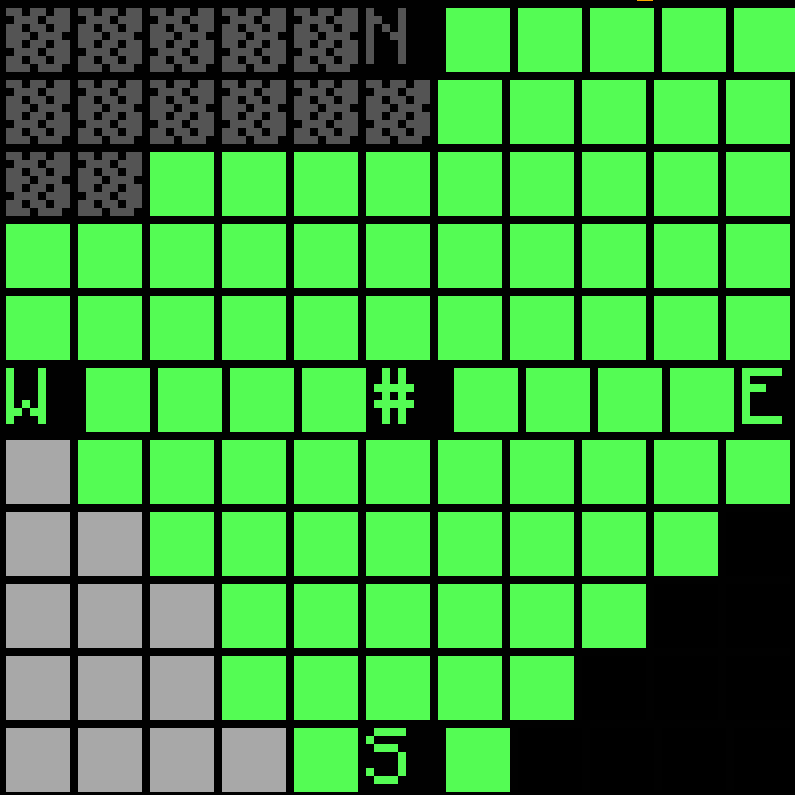 Node map at full health: every chunk is green and protected